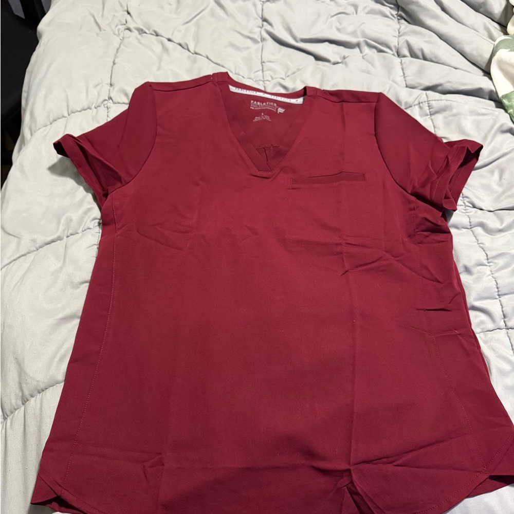 Fabletics Short Sleeve V-Neck Top in Deep Red